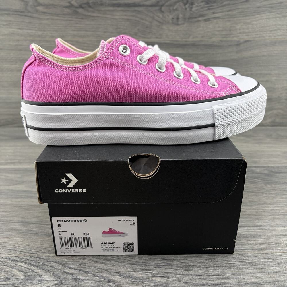 Converse Chuck Taylor All Star Lift Ox Size 8 Womens Shocking Pink Sneakers